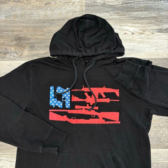 Black Rifle Coffee Hoodie Red Blue Mens L American Flag Black Hooded Shirt - Picture 1 of 7